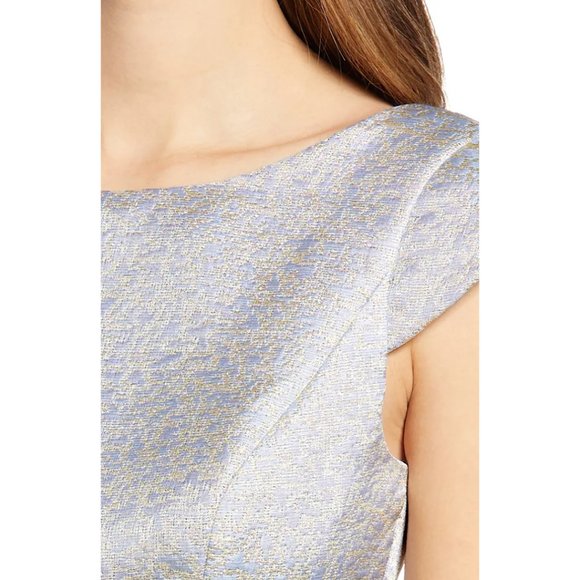 NWT Dessy Collection Bateau Neck Cap Sleeve Cocktail Dress Cloudy Gold 4 - Picture 4 of 13